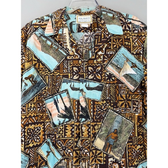 Vtg Kalaheo Hawaiian Shirt Men's XL Cotton Hawaiian Locals Surfing Duke Tribal - Picture 1 of 13